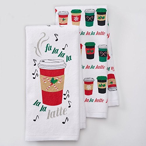 St. Nicholas Square - 2-Pc. Kitchen Towel Set - "Fa La La Latte" #TOP11