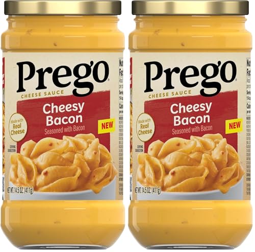 Prego Cheesy Bacon Cheddar Cheese Sauce, 14.5 oz Jar (Pack of 2)