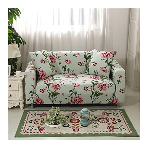Housse de canapé 2 places fleurs extensible 145-185cm pour salon - 2