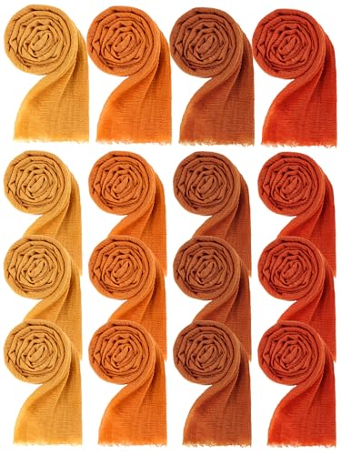 12 Pcs Fall Scarf for Women Soft Cotton Hemp Scarf Fall Gifts for Women Long Head Wraps Shawl Hijab for Mom Female Sister Autumn Thanksgiving Birthday Wedding Party Favors