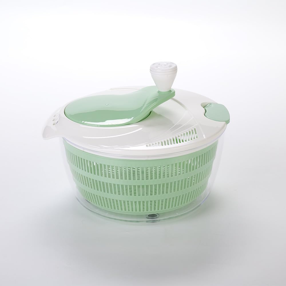 Centrifugador de ensalada de 4,2 L, eficiente escurridor de lechuga con orificios de drenaje dobles para secado rápido, secador de ensalada verde para lavar, girar y escurrir verduras,
