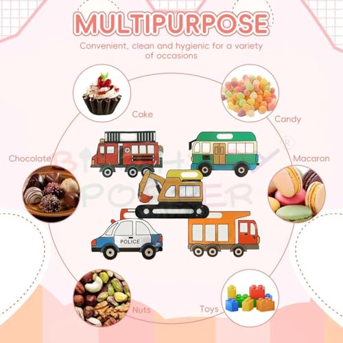 Image of Birthday Popper 25 Pcs Vehicle Shaped Ziplock Standy Pouches as Birthday Return Gifts | Gift Bags | Reusable Sealable Food-Grade Gift Wraps for Picnics & Treats