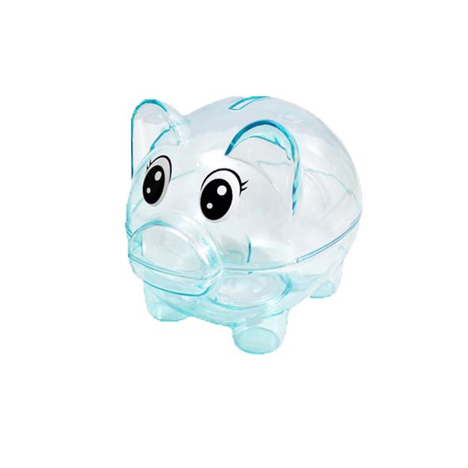 Piggy Bank, Plastic Money Bank, Transparent Money Jar, Coin Bank for Girls and Boys, Gifts for Birthday, Easter, Christmas, Baby Shower (Blue)