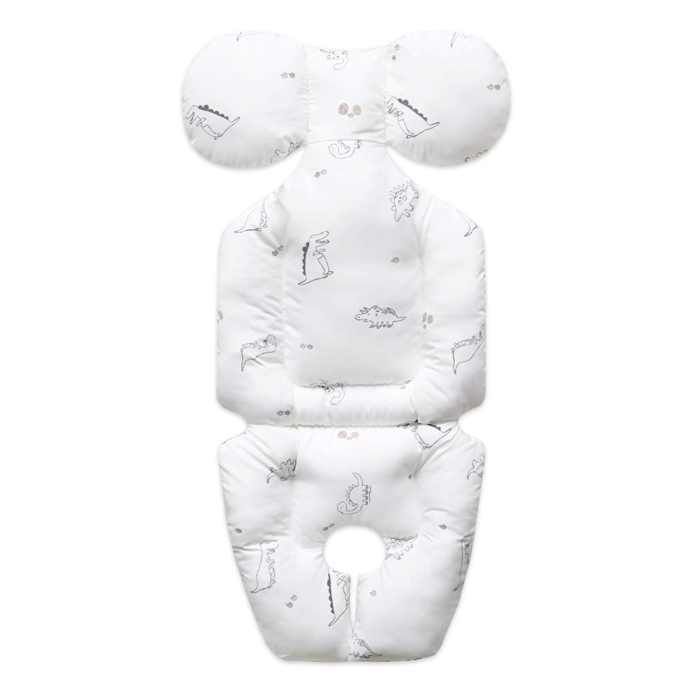 Baby Double Liner Reversible Stroller Car Seat Cushion Pad - Double Sides Breathable Modal & 3D Air Mesh Inserts Dinosaur