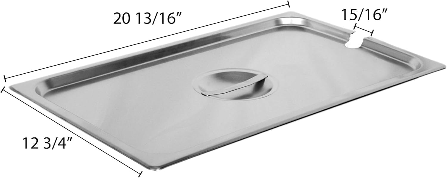 TrueCraftware- Full Size Slotted Stainless Steel Anti-Jamming Steam Pan Cover 24 Gauge- Notched Anti-Jam Steam Table Pan Lid Catering Metal Food Pan Cover for Restaurant Family Events Catering