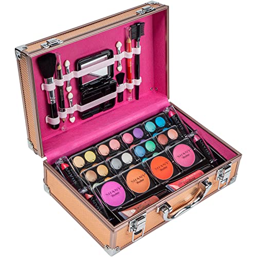 SHANY-Carry-All-Makeup-Train-Case-with-Pro-Makeup-Set-Makeup-Brushes-Lipsticks-Eye-Shadows-Blushes-Powders-and-more-Reusable-Makeup-Storage-Organizer-Premium-Gift-Packaging-Rose-Gold
