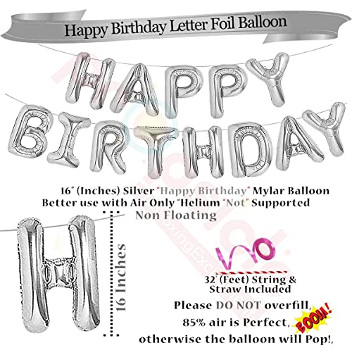 Image of Propsicle Happy Birthday Blue Prince Theme Foil Crown Balloon Bouquet With Silver Happy Birthday Letter Balloon & Blue | Silver Metallic Balloon - Pack of 52