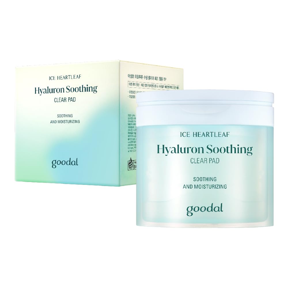 GOODAL Heartleaf Houttuynia Cordata Hyaluron Soothing Clear Pad 70 Sheets, Calming Redness Relief Daily Facial Toner Pad for Sensitive Skin, Korean
