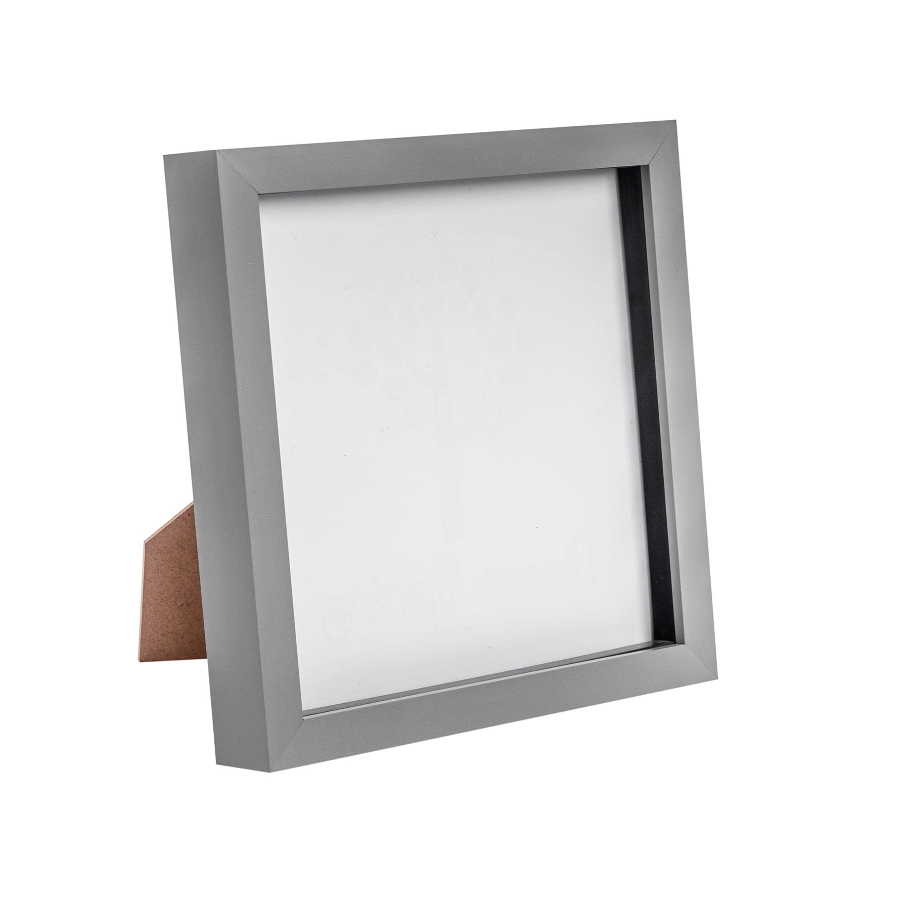 Nicola Spring 8x8" Grey 3D Box Photo Frame - Acrylic - Floating Display