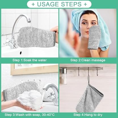 PHOGARY 6 Waschlappen Coral Fleece Waschhandschuh Frottee, 13x20cm Kleine Waschhandschuhe Weiches Gesichtshandschuh für Gesicht, Badespaß Tuch, Wiederverwendbare Make-up-Entferner-Handschuhe – Bild 6