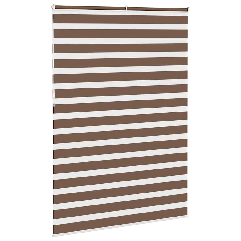 Tenda a rullo Zebra marrone, 155 x 230 cm, poliestere | Montaggio a parete o finestra, controllo della luce regolabile, facile da pulire, tessuto 150,9 cm