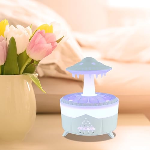 Miniatura 8 de Cabilock Humidificador de nube de lluvia, difusor de aceite esencial de aromaterapia con control remoto, humidificador de ruido blanco, luces