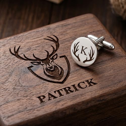 Mancuernillas personalizadas para hombre con estuche de madera grabado miniatura 6