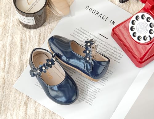 Image of GINFIVE Toddler Girls Dress Shoes Little Girls Mary Janes Ballerina Flats Shoes Toddler