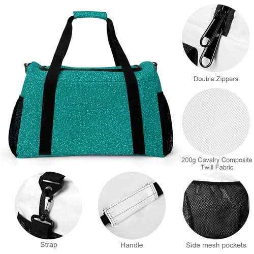 Lightweight Portable Travel Bags Teal Turquoise Glitter for Women and Men Fitness, Fishing, Hiking, Outdoor Sports, Camping, Casual Daily Use3
