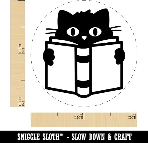 Miniatura 8 de Libro de lectura para gatos, sello de goma autoentintado para sellar planificadores de manualidades, tamaño pequeño de 34 pulgadas, tinta verde