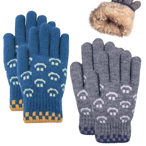 Kids Warm Winter Warm Gloves Knit Thermal Cold Weather Snow Gloves Fleece Lined Mittens for 8 9 10 11 12 13 Yers Girls Boys