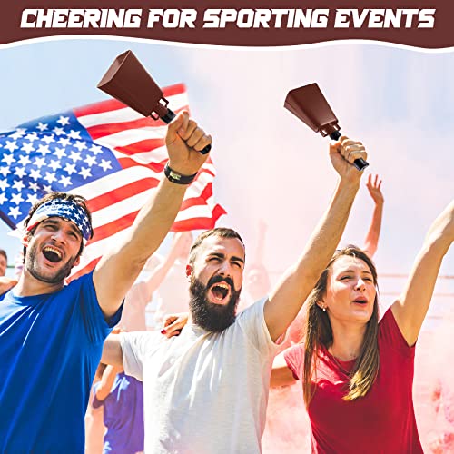 Kigley 6 Pieces Steel Cowbell With Handle 8.8 Inch Metal Cow Bells Noise Maker Copper Color Large Hand Cow Bell Alarm Cheering Bell For Sporting School Games Events Farm #TOP3