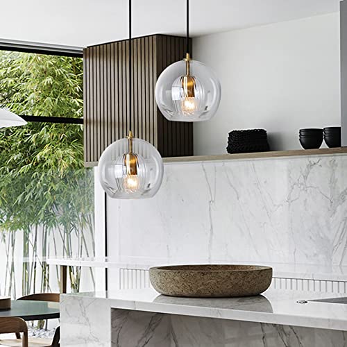 Petite pendante créative E27 avec globe en verre transparent goutte