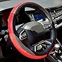 Valleycomfy Diamond Crystal Steering Wheel Cover for Women Girls- Bling Bling Rhinestones Steering Wheel Cover with Universal Fit 15 Inch(Red Diamond)