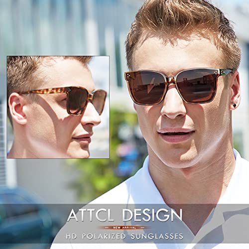 Image of ATTCL Unisex Oversized Sunglasses for Men Women Vintage Square TR90 frame Mirrored UV400 Protection