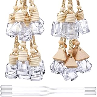 28 Pcs 8ml Car Hanging Diffuser Car Diffuser Bottles Multi Style Car Air Freshener Car Perfume Bottle Hanging Fragrance Perfume Pendant Vials with 5 Pcs Transfer Pipettes for Women Men Auto Decor