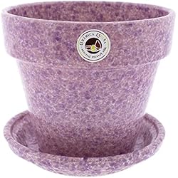 Macetas De Barro Originales CERÁMICA ESPAÑA | Macetas de Barro Rojo | Macetas Decorativas | Macetas de cerámica | Macetas Exterior | Decorado Moteado Rosa - D04 | Decoración 100% Hecho a Mano | 20x20x18 cm | Plato Incluido