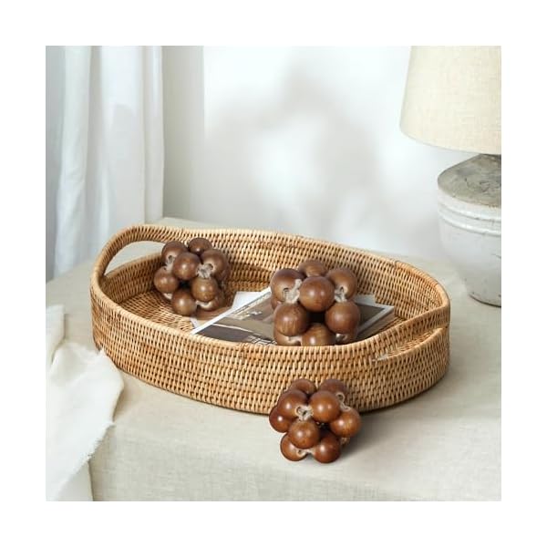 Oakrain wood knot link ball decor small decorative ball decor set of 3 home decor modern farmhouse shelf decor rustic decorative objects for home living room bedroom coffee table decorations  urban country home decor