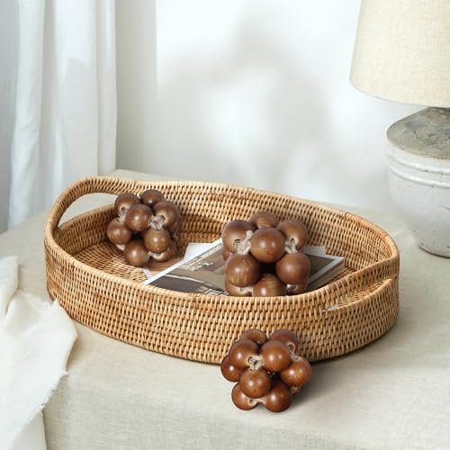 Oakrain Wood Knot Link Ball Decor Small Decorative Ball Decor Set of 3 Home Decor Modern Farmhouse Shelf Decor Rustic Decorative Objects for Home Living Room Bedroom Coffee Table Decorations