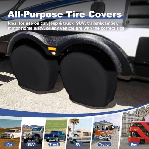 image for Explore Land Tire Covers 4 Pack - Tough Wheel Protector for Truck, SUV