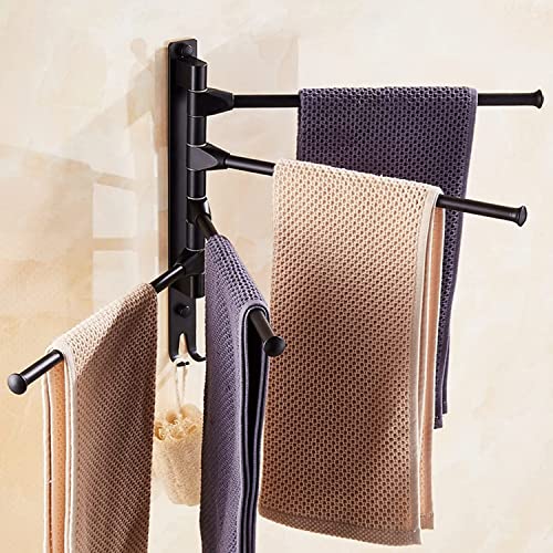 Toallero giratorio para toallas, toallero de aluminio espacial, barra de toalla de baño, organizador de toallero montado en la pared, accesorios toallero de baño (cuatro rieles)