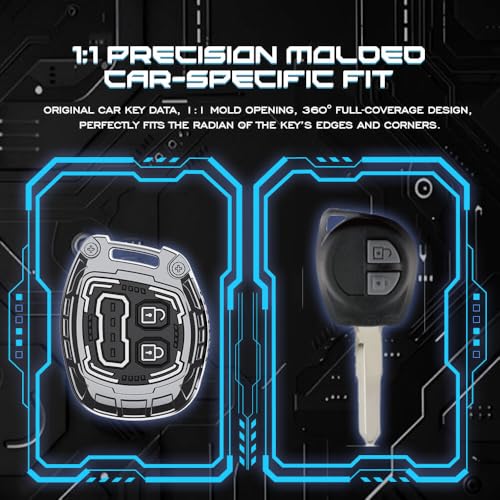 Image of Keyzone Iron Core Series Key Cover Compatible for Fronx, Jimny, Swift, Dzire, XL6, Ignis, Grand Vitara, Brezza, WagonR, Brezza, Ertiga, Ciaz, Scross, Baleno, 2B Remote Key. (Gunmetal)