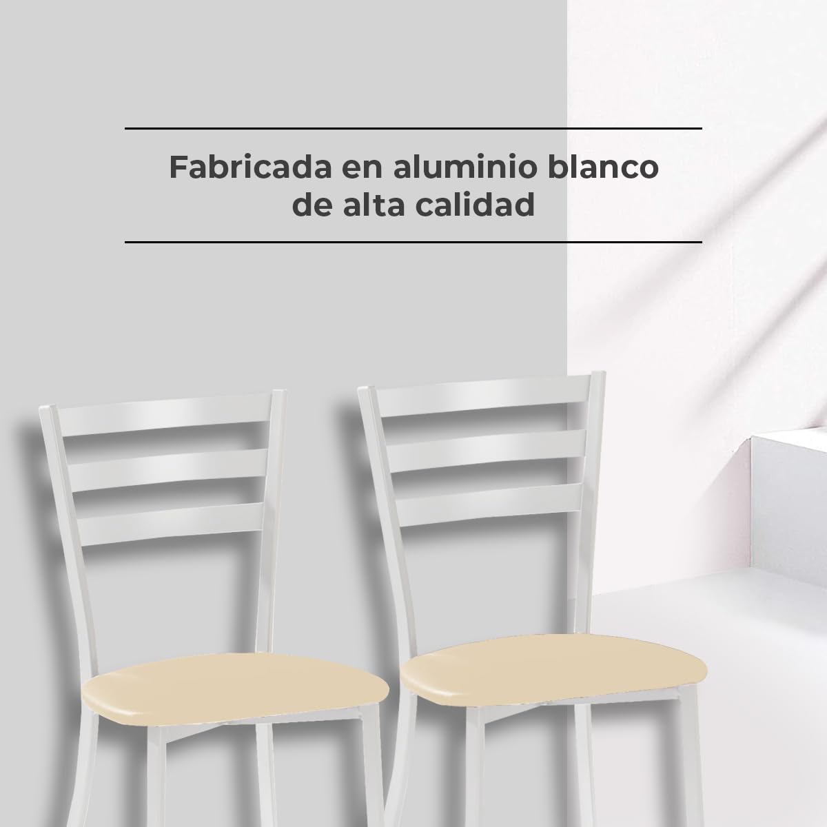 ASTIMESA SCMBLBG Due sedie da cucina, metallo, beige, altezza della seduta 45 cm