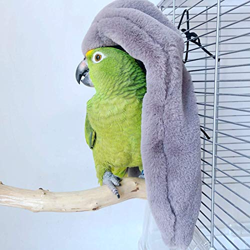 Corner Fleece Bird Blanket,Cuddle Nest Hanging Toy,Bird Comfort Corner Assorted Colors, Parrot Cage Snuggle Hut Warm Bird Nest House Bed Hanging Hammock Toy, for Parakeet Cockatiel Lovebirds Grey M