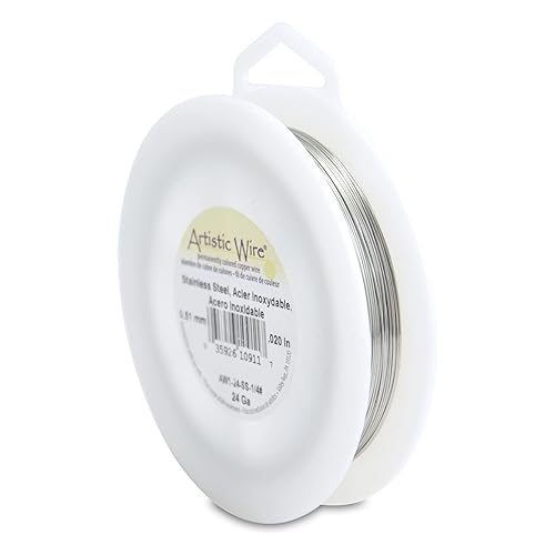 Artistic Wire Alambre de acero inoxidable para manualidades, calibre 16, 18, 20, 22, 24, 26, 28, 30, 32, para suministros de fabricación de joyas,