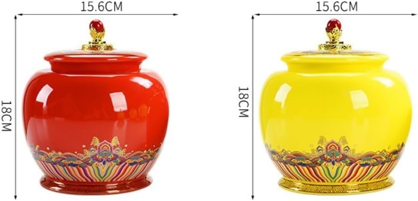 SONGCHAO Sugar Jar Ceramic Loose Leaf Tea Storage Jar Desktop Ornaments Sealed Storage Jar Tea Container Living Room Coffee Table Tea Jar Tea Canister (Color : Red)