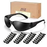 28 Pack Safety Glasses (Bulk Pack of 24+4) Unisex Black Tinted Anti-Scratch Protective Goggles Impact Resistant Lens Eyewear with ANSI Z87.1 Certified Perfect for Construction, Shooting and Laboratory