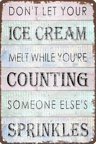Vintage Metal Tin Sign Ice Cream Retro Wall Art Decor Iron Painting for Home Kitchen Cafe Pub 8 x 12 Inch Plaque