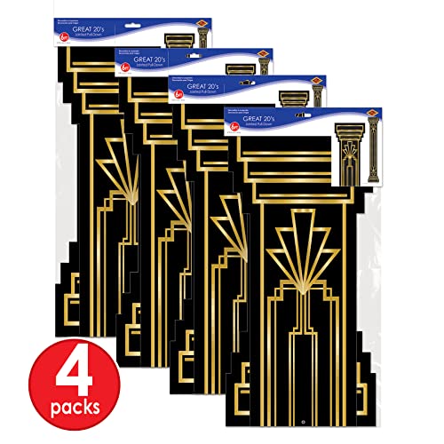 Beistle 4 Piece Roaring 20's Column Pull Down Cut Outs 1920's Theme Awards Night Party Decorations, Black/Gold by Beistle - Image 5