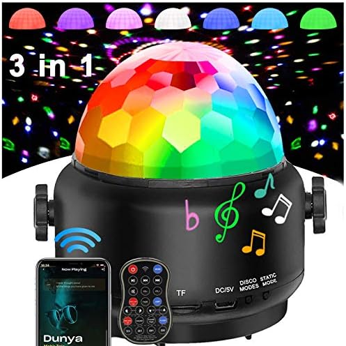 Disco Lights Bluetooth Speaker,Party Lights Sound Activated,3 in 1 USB Remote Control Halloween Mini Disco Ball Light,LED Night Light for DJ,Xmas Parties,Pool,Club,Home,Church,Karaoke,Wedding