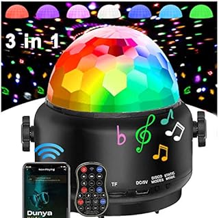 Disco Lights Bluetooth Speaker,Party Lights Sound Activated,3 in 1 USB Remote Control Halloween Mini Disco Ball Light,LED Night Light for DJ,Xmas Parties,Pool,Club,Home,Church,Karaoke,Wedding