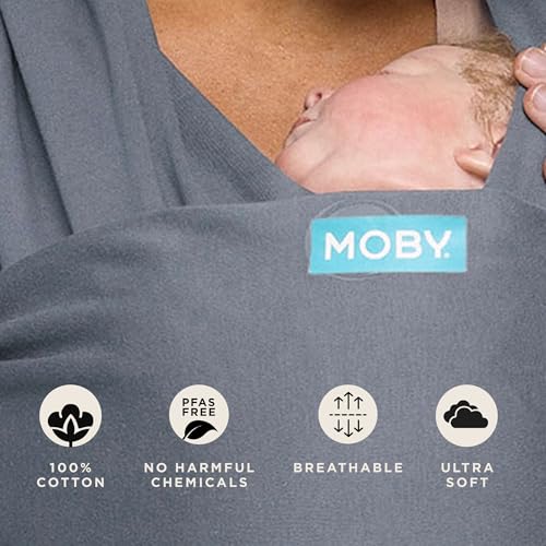 Image of Moby Baby Wrap Carrier Classic for Newborns to Toddlers (8-33lbs), Infant Sling Carrier, Lightweight & Hands Free Design, Adjustable for All Body Types (Flint)