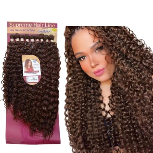 Ser Mulher PAMELA Extensiones de Cortina cosida Pelo Rizado en Bioproteína 330 gr 9 Cortinas (6 Marrón claro)