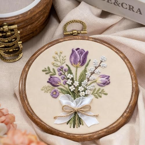 Image of 4 Inch Small Embroidery Hoops, 12 Pcs Embroidery Hoop Round Imitated Wood Rubber Hoop Rings Display Frame for Cross Stitch, DIY Art Craft Sewing & Hanging Ornaments (4 in)