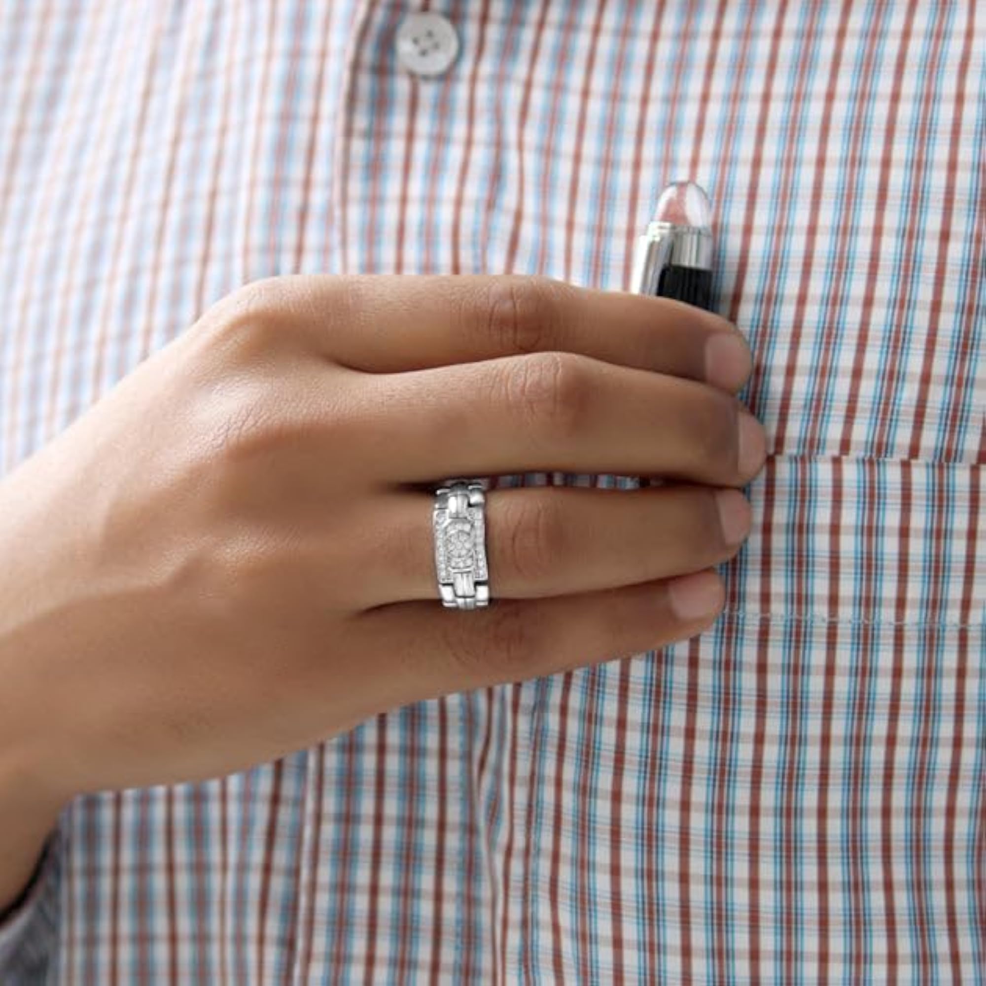 925 Sterling Silver Universal Watch Style Ring for Men