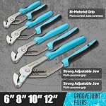 SHALL 8-Piece Adjustable Wrench & Water Pump Pliers Set, 12/10/8/6 Inch, 4Pcs Adjustable Tongue and Groove Joint Pliers and 4Pcs Wide Jaw Forged Steel Wrench for Plumbing, Gripping, Auto Home Repair
