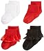 Nuby Baby Girl Ruffle 4-Pack Turn Cuff Socks, 6-12 Months, Red/Black/White