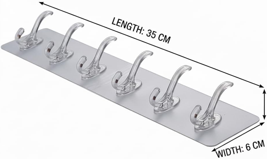 LOTERO Wall Hooks for Hanging, Self Adhesive Wall Hook Strip for Hanging, Wall Hanger Hook Without Drilling, Plastic Magic Sticker Hook for Clothes, Door, Bathroom, Living Room, Kitchen (Pack of 2)