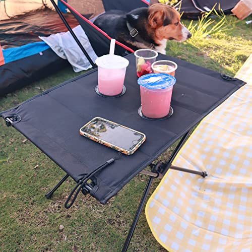 Folding Camping Table - Portable Folding Table With 2 Cup Holders, Compact Lightweight Small Folding Roll-Up Table With Carry Bag For Outdoor Picnic, Beach, Camping, Bbq, Party #TOP4