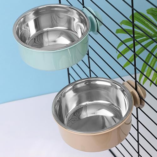 Zxfdsfdbnm 2 Edelstahl-Fressnäpfe zum Aufhängen, 650 ml, extra groß, rutschfeste Unterseite für Hundehütte, Doppelnapf, Futterstation, auslaufsicherer Hundenapf